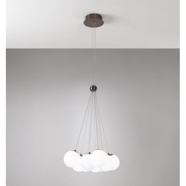 Pearl 9 luci Lampada a Sospensione Vivida struttura in metallo e diffusore in vetro bianco satinato