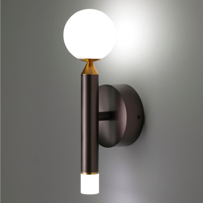 Seventy wall lamp with aluminum structure and glass diffuser LED 2W+4W 3000K