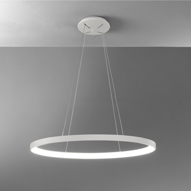 Lifering-O Medium Oval Pendant Lamp Vivid aluminum structure