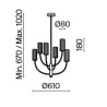 Arco 6 luci lampada a Sospensione Maytoni in metallo e diffusori in vetro / Vellini