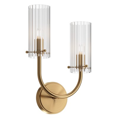 Arco left wall lamp with metal structure and G9 40W transparent blown glass diffusers