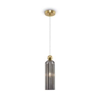 Antic suspension lamp with metal structure and E14 40W embossed glass diffuser