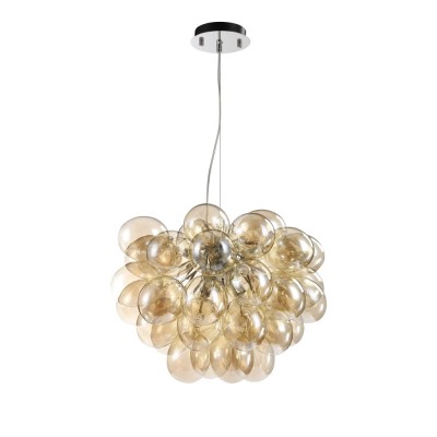 Balbo suspension lamp with metal structure and G9 28W transparent glass diffusers