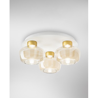 Kino 3 lights ceiling lamp metal structure and glass diffuser LED 36W 3000K