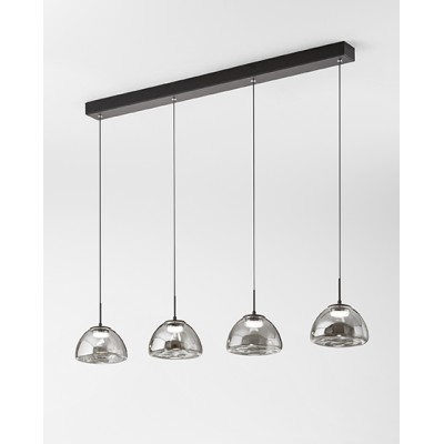 Lucille barra 4 lumières Fabas Luce suspension en métal et diffuseur en verre / Vellini