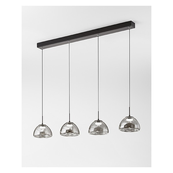 Lucille barra 4 lumières Fabas Luce suspension en métal et diffuseur en verre / Vellini