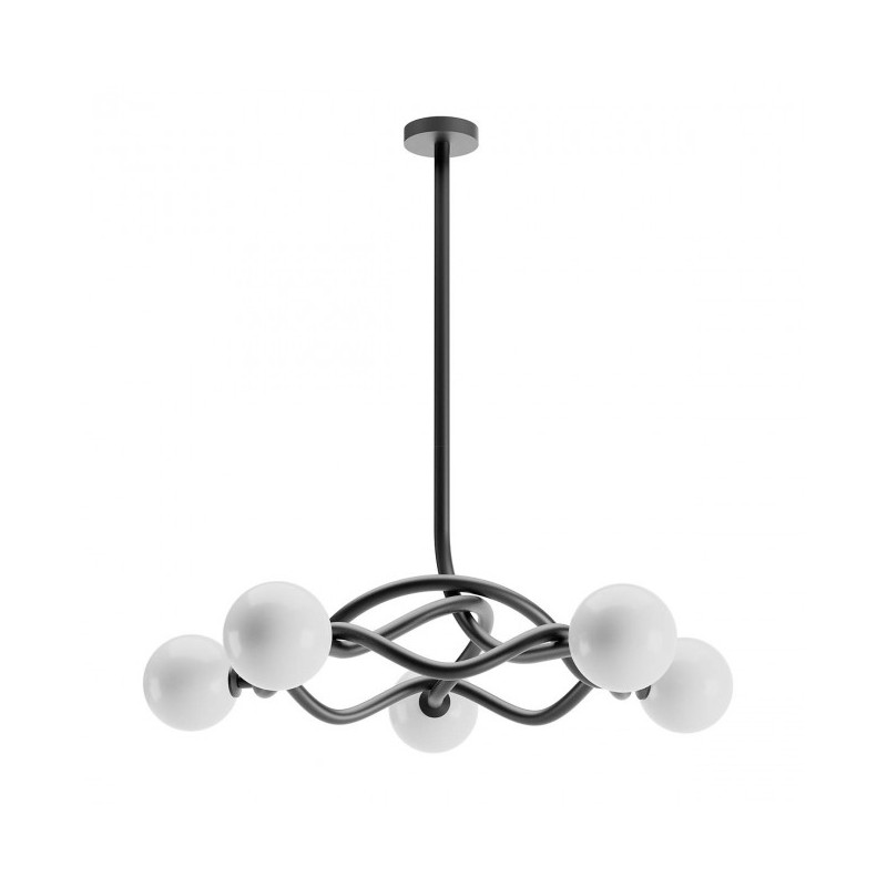 Confusio 5 lights Ø 96 cm Redo Group pendant lamp in metal and glass diffuser