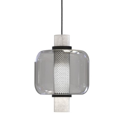 Zhen Ø 25 cm pendant lamp with metal frame and glass diffuser 26W E27