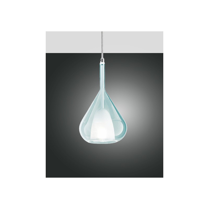 Lampe à Suspension Lila Fabas Luce en métal et verre bleu