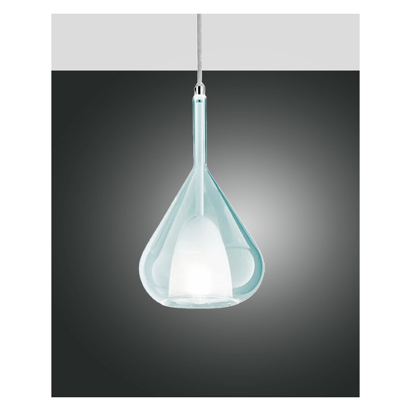 Lampe à Suspension Lila Fabas Luce en métal et verre bleu