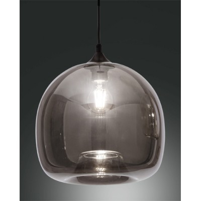 Maia suspension lamp with structure in metal and smoked borosilicate glass