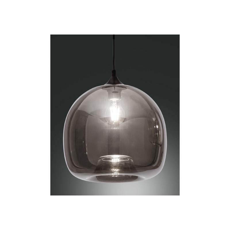 Maia Fabas Luce pendant lamp in metal and smoked glass