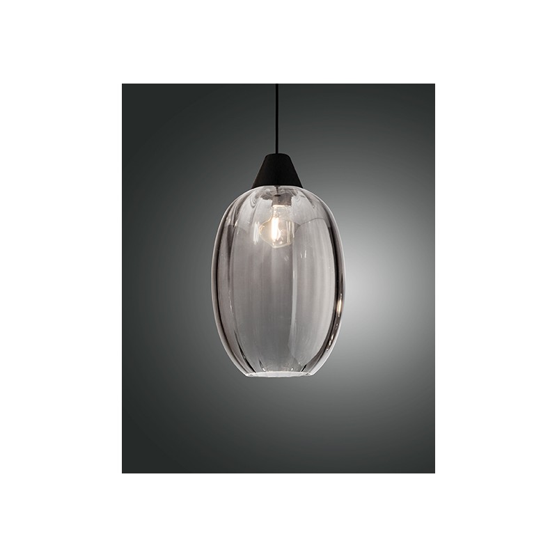 Infinity Fabas Luce Suspension Lamp in metal and smoked glass