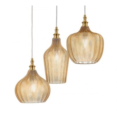 Cleofe 3 luci Lampada a Sospensione Gea Luce in metallo e diffusore in vetro / Vellini