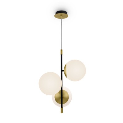 Nostalgia 3 lights pendant lamp with metal structure and glass spheres E14 40W
