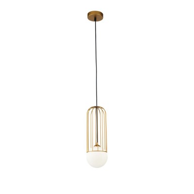 Telford suspension lamp with metal structure and glass sphere
