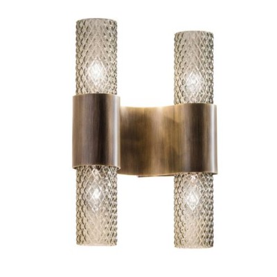 Rondò LP 6/331 B wall lamp with brushed bronze structure and glass diffuser 46W E14