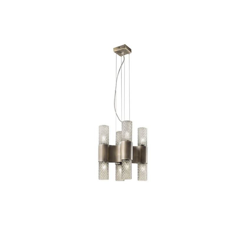 Rondò SP 8/331 Sillux Lampe à Suspension avec structure en bronze brossé et diffuseur en verre
