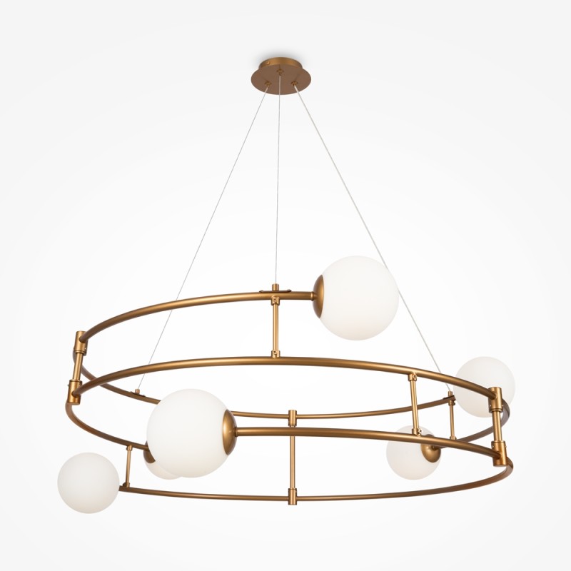 Balance 6 lights Maytoni pendant lamp with metal structure and glass spheres / Vellini