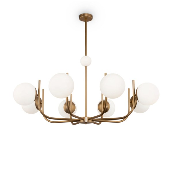 Rendez-vous 8 lights Maytoni pendant lamp with metal structure and glass spheres / Vellini