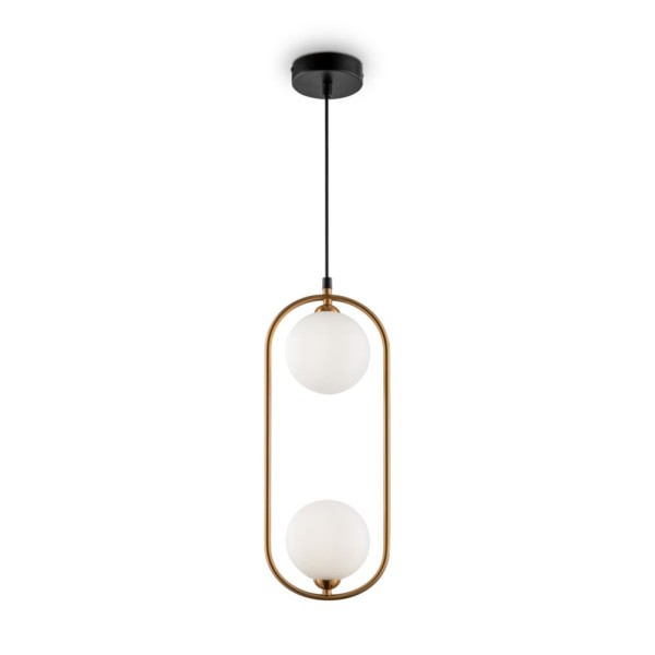 Ring 2 light Maytoni pendant lamp with metal structure and glass spheres / Vellini