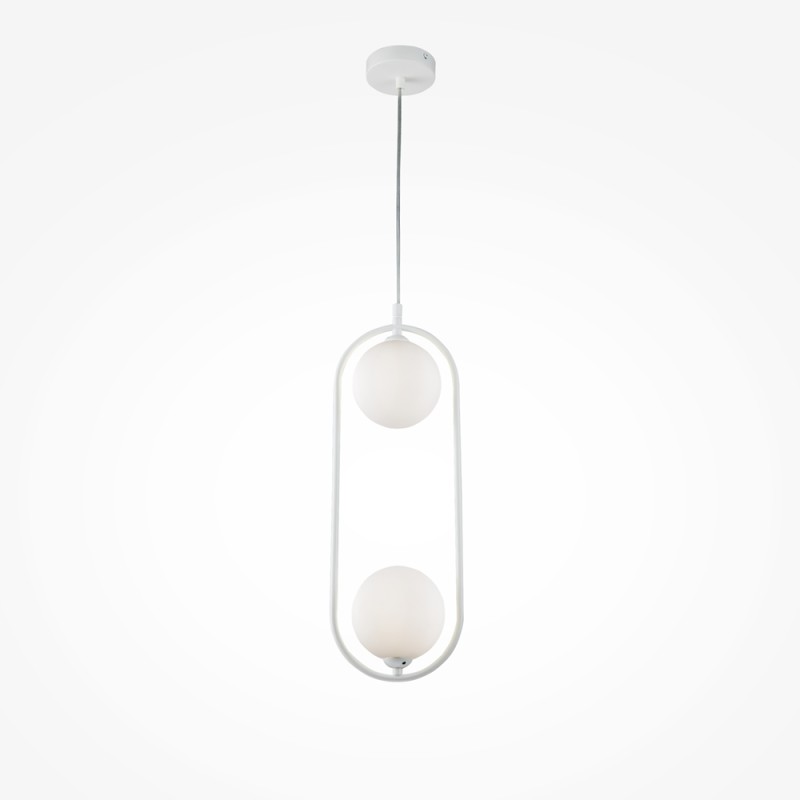 Ring 2 light Maytoni pendant lamp with metal structure and glass spheres / Vellini