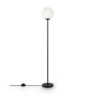 Ring floor lamp with metal structure and glass sphere 40W E27