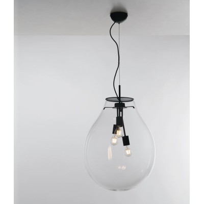 Azuma Ø 48 cm lampada a sospensione con goccia in vetro soffiato trasparente E27