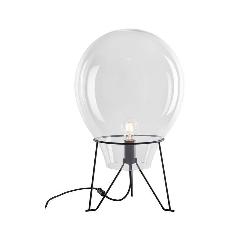 Lampadaire/Table Azuma L52 Fan Europe avec goutte en verre soufflé transparent