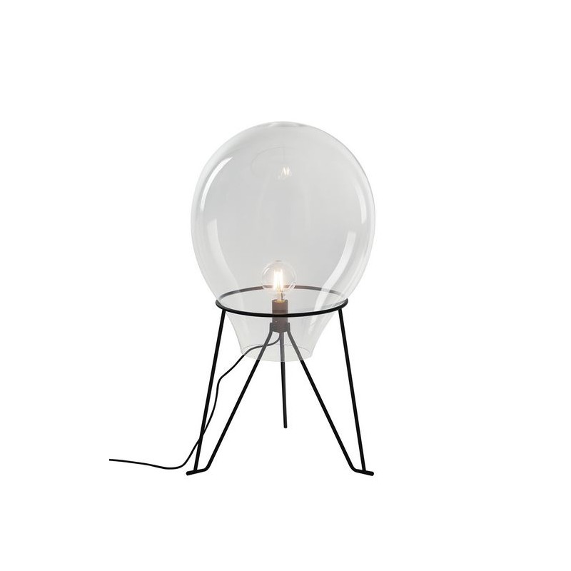 Lampadaire/Table Azuma L38 Fan Europe avec goutte en verre soufflé transparent