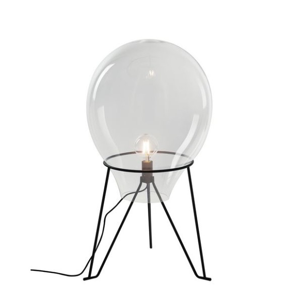 Azuma L38 Lampada da Tavolo/Terra Fan Europe con goccia in vetro soffiato trasparente
