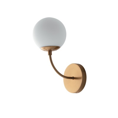 Themys AP1 wall lamp with metal structure and E14 blown glass diffuser