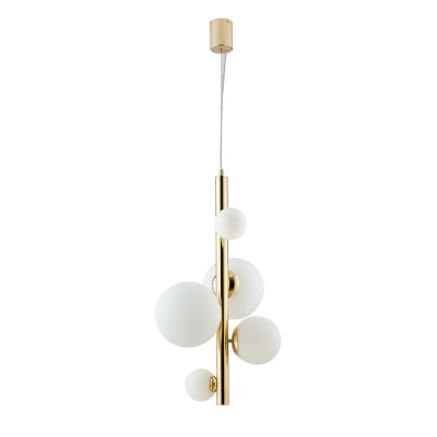 Hera S5 suspension lamp with metal structure and G9 blown glass diffusers