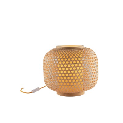 Zen bamboo table lamp with E27 thermoplastic diffuser