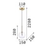 Equinoxe SP1 Lampada a Sospensione Ideal Lux in metallo con diffusore in vetro soffiato trasparente / Vellini