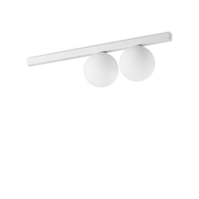 Binomio PL2 lampada da soffitto in metallo con diffusori in vetro soffiato bianco 4W G9