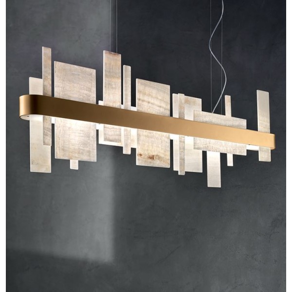 Honicé S70 Masiero pendant lamp in metal and natural onyx diffuser