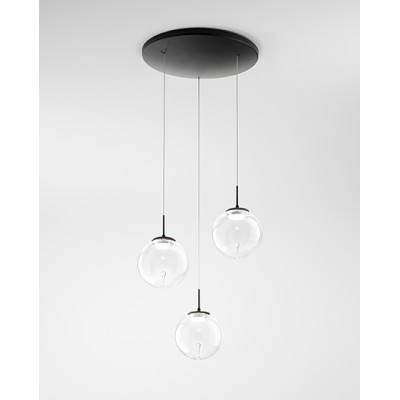 Lampe à suspension Ariel 3 lumières avec structure en métal et diffuseur en verre LED 21W 3000/4000K
