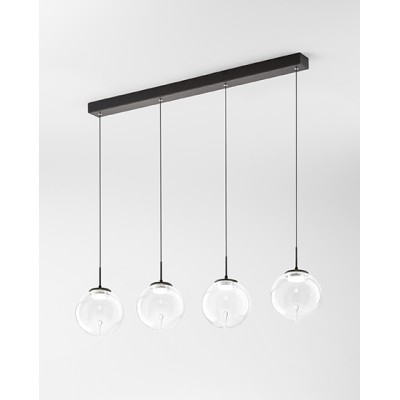 Suspension Ariel 4 lumières Fabas Luce en métal et diffuseur en verre / Vellini