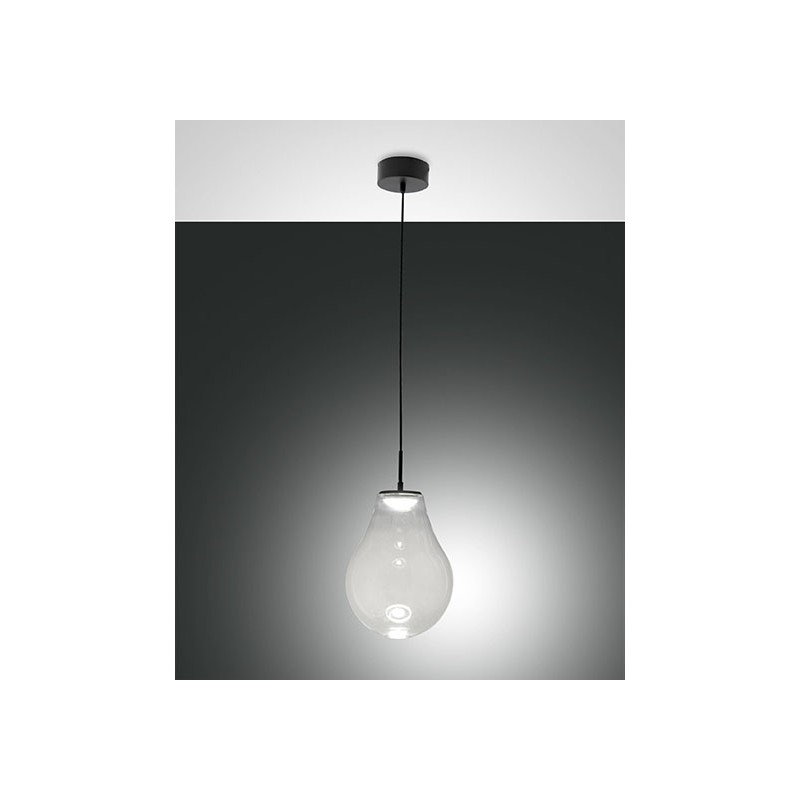 Noa Fabas Luce pendant lamp in metal and glass diffuser / Vellini