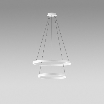 Criseide S/2P double circle Ø 40 + 60 cm suspension lamp with aluminum frame LED 40W + 60W 3000K