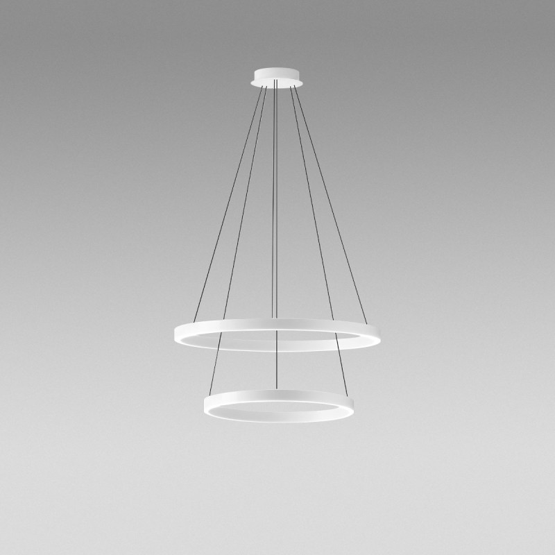 Criseide S/2P double circle Ø 40 + 60 cm Suspension Lamp Gea Luce aluminum frame / Vellini