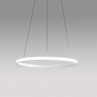Iole S/1 circle Ø 60 cm suspension lamp with aluminum frame LED 28W 3000K