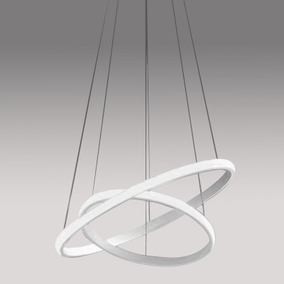 Iole S/2 double circle Ø 47 + Ø 67 cm suspension lamp with aluminum frame LED 42W 3000K