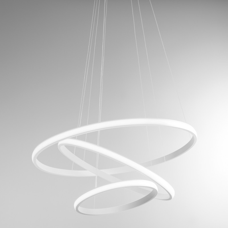 Iole S/3 triple cercle Ø 40 + Ø 60 + Ø 80 cm Lampe à Suspension Gea Luce cadre aluminium / Vellini