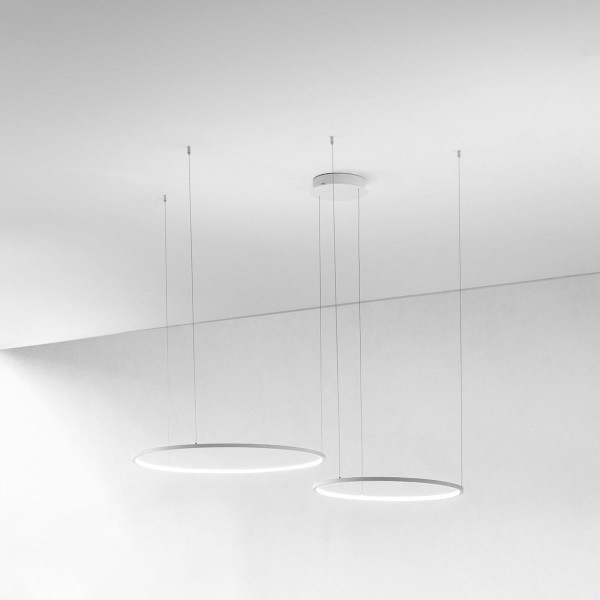 Lampe à suspension Erika S/2D double cercle Gea Luce avec cadre en aluminium / Vellini
