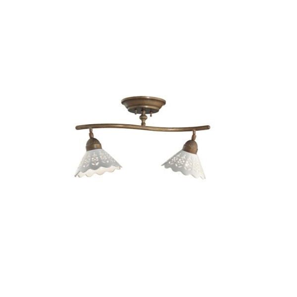 Fior di Pizzo 065.22 binary 2 lights Il Fanale Ceiling Lamp in ceramic and brass / Vellini