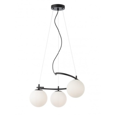 Volley 3 lights Ø 50 cm pendant lamp with metal structure and opal blown glass diffuser 28W E14