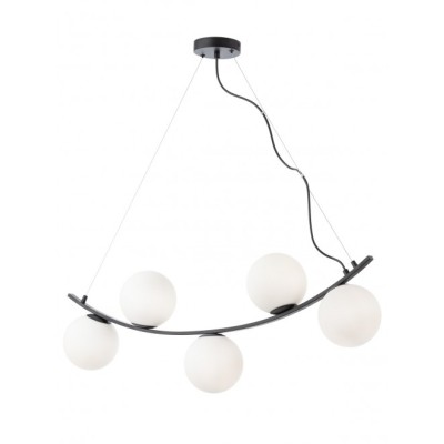 Volley 3 lights L 94 cm pendant lamp with metal structure and opal blown glass diffuser 28W E14