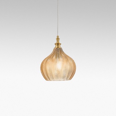 Cleofe S/11 Lampada a Sospensione Gea Luce in metallo e diffusore in vetro / Vellini